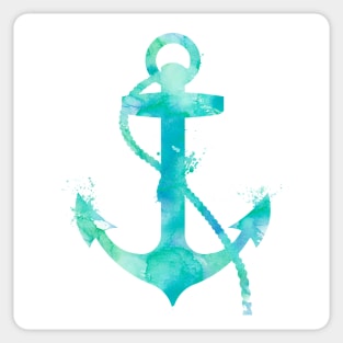 Turquoise Nautical Anchor Watercolor Painting Sticker